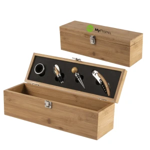 Coffret à vin | 4 accessoires inclus | Bambou