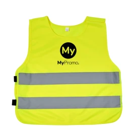 Sicherheitsweste | Polyester | XS - Für Kinder von 7 bis 10 Jahren | Große Druckfläche auf dem Rücken