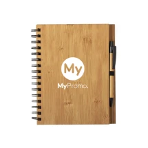 A5 Spiral-Notizbuch | 80 Seiten | Bambus-Einband | Inkl. Bambus-Stift
