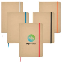 A5-Notizbuch | Recyclingkarton & -papier | 160 linierte Seiten | Farbiger Gummibandverschluss