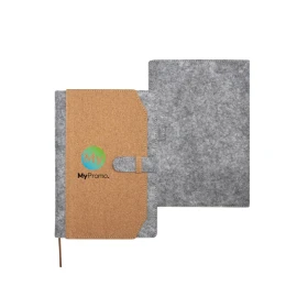 A5 notebook | Recycled felt & cork | 80 lined sheets | Brown ribbon