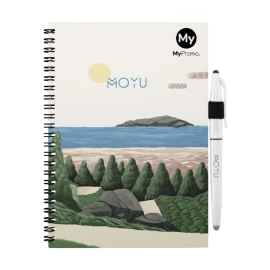Taccuino A5 MOYU cancellabile | Carta di pietra 400 g/m² | 18 pagine a righe | Incl. penna e panno per pulire | 100% personalizzabile (GB s)