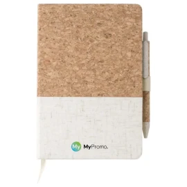 Quaderno A5 | Copertina in sughero e lino | 80 pagine rigate | Con bolígrafo de paja de trigo | Resistente al agua