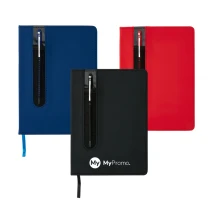 A5 notitieboek | 160 gelinieerde pagina's | Pennenhoes | Incl. metalen pen