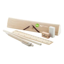 Stationery set | Wood | 5 pieces | Blue ink