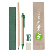 Stationery set | Plastic & Wood | 5 pieces | Blue ink