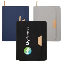 A5-Portfolio | rPET & Papier 80g/m² | 64 cremefarbene linierte Seiten | Mit Akkordeonfach