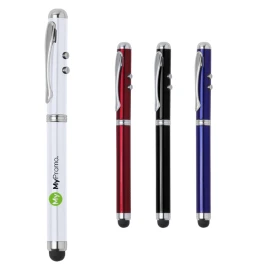 Laser pen | Metal | Blue ink | With touch pointer, hood cap, chrome-plated clip