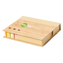 Sticky notepad | Recycled paper | 300 notes and 420 page markers | 3 sizes | Bamboo cover