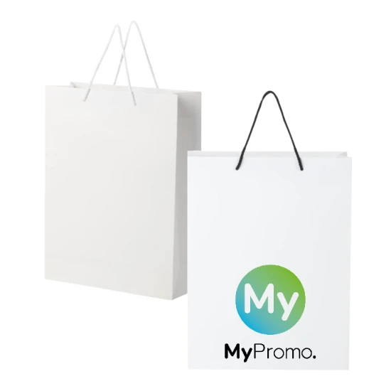 Paper bag | Laminated paper 170 g/m² | 31x12x41cm | Plastic handles | Made in Europe | white