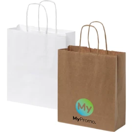 Papieren tas | Gerecycled kraftpapier | 18x21cm | Gedraaide handvatten | Gemaakt in EU