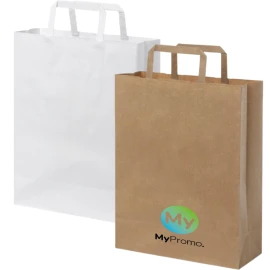 Papieren tas | Gerecycled kraftpapier | 25x32cm | Platte handvatten | Gemaakt in EU