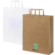 Papiertasche | Recycling-Kraftpapier | 32x40cm | Flache Griffe | Hergestellt in EU