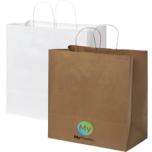 Papiertasche | Recycling-Kraftpapier | 34x35cm | Gedrehte Griffe | Hergestellt in EU