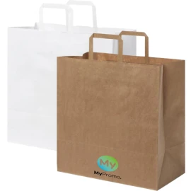 Paper bag | Recycled kraft | 34x35cm | Flat handles | Made in EU
