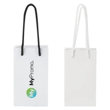 Paper bag | Recycled paper | 9,5x17cm | Plastic handles | Made in EU