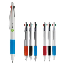 4-in-1 Kugelschreiber | ABS | Blaue, rote, grüne & schwarze Tinte | Farbiger Griff