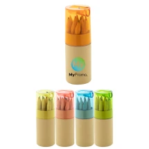 Stiftset | Holz, Papier & Kunststoff | Inkl. Spitzer | 12 Stifte