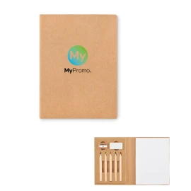 Drawing set | Recycled paper | 14.5 x 10.5 cm | 5 colouring pencils, sharpener, eraser & sheets