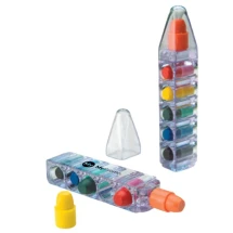 Set of 6 wax crayons | Plastic | In clear pen shape container