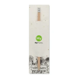 Pencil with eraser | Natural wood | In seed paper pouch