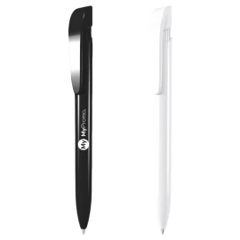 YES ballpoint pen | Plastic | Blue ink | Opaque glossy housing | Wide curved clip button