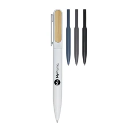 Ballpoint pen | Recycled aluminium | Blue ink | Bamboo accessoiries