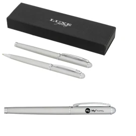 Gift box  | With ballpoint pen and cap type rollerball pen set | Metal