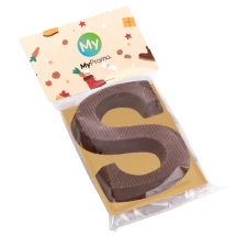 Chocoladeletter S | 40 g | Melkchocolade | Met full colour headerkaart