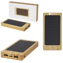 Solar-Powerbank | Bambus | 8000 mAh | Bambus | Dual-USB-Ausgang