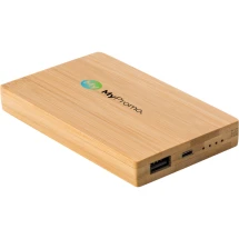 Power bank in bamboo | 4 000 mAh | Includes a charging cable