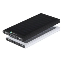 Solar-Powerbank | Aluminium | 8000 mAh | 2 USB-Ausgänge | LED-Anzeige | Nachhaltig