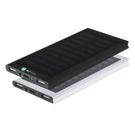 Solar power bank | Aluminium | 8000 mAh |2 USB outputs | LED indicator | Sustainable
