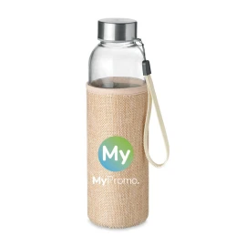 Drinking bottle in pouch | Glass | 500 ml | Engraving