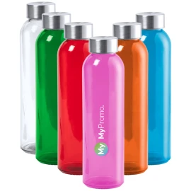 Transparent water bottle | Glass | 500 ml | Many colors