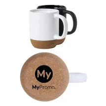 Keramikbecher | Boden aus Naturkork | 420 ml | Druck auf der Unterseite