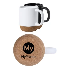 Ceramic mug | Natural cork base | 420 ml | Print on the bottom
