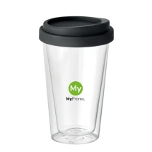 Koffie to go beker | Siliconen deksel | 350 ml | Borosilicaatglas