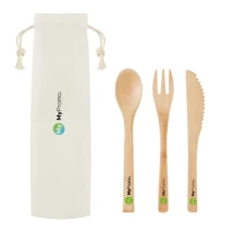 Wiederverwendbares Besteckset | Bambus | Messer, Gabel und Löffel