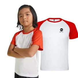 Roly kids sports t-shirt | Polyester 140g/m² | Contrasting sleeves