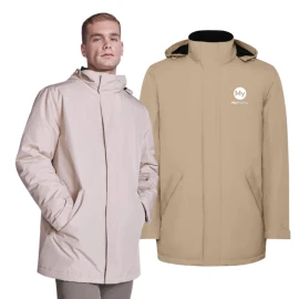 Roly parka jas | Geweven van gerecycled polyester | Voor heren | Hoge kraag met opvouwbare capuchon