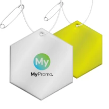 Hexagon hanger | PVC | Reflective neon | With white string and safety needle