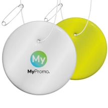 Ronde hanger | PVC | Medium reflecterend neon | Met wit touwtje en veiligheidsspeld | Lichtgewicht