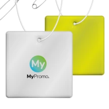 Vierkante hanger | PVC | Reflecterend neon | Met wit touwtje en veiligheidsspeld | Lichtgewicht