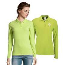 SOL's polo à manches longues | Coton peigné 180g/m² | Pour femmes | Col en côte