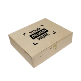 Weinbox | Holz | 335x295x95mm | 3 Fächer | Mit Schloss und Scharnieren | Hohe Qualität