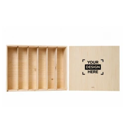 Coffret à vin | Bois | 335x565x95mm | Pour 6 bouteilles | Couvercle coulissant | Haute qualité