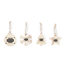 Elegantes Weihnachtsornament | Weiches Naturholz | 4 Designs