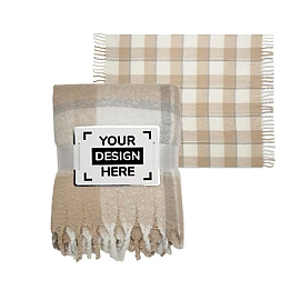 Blanket | rPET | Mohair feel | Hand-rolled fringes | With printable card