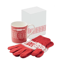Set de regalo de invierno | Cerámica | Taza, guantes táctiles y caja a juego | Regalo perfecto